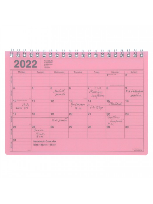  Calendrier  mensuel  2022 de Bureau  Taille S Rose Mark s 