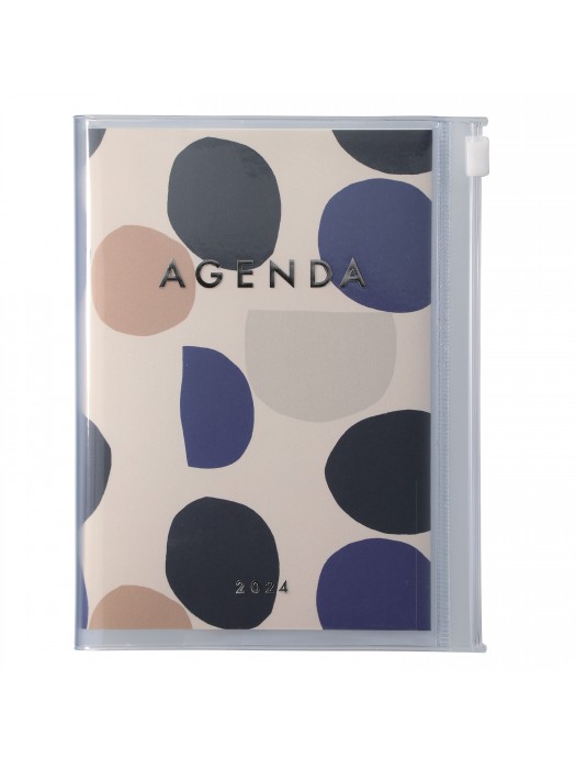 Agenda Semainier 2024 A5 Vertical Base Horaire 16H Couverture Zippée  Recyclée Cream Green- Flower Mark's