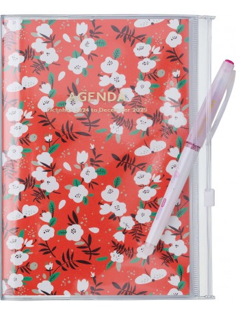 2025 Diary B6 Flower Pattern / Red